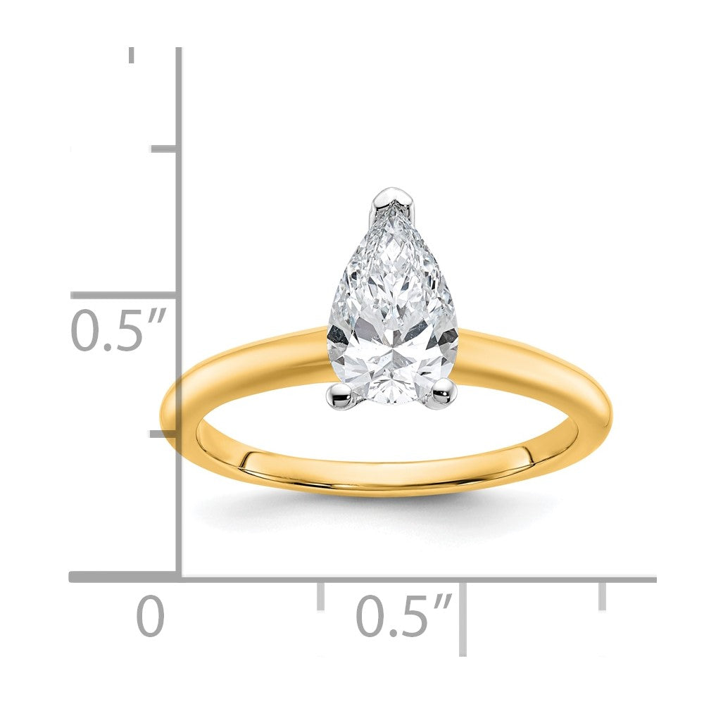 14ktt 1ct Cert Lab Grown Diamond VS+ F+ Pear Solitaire Comp Eng Ring