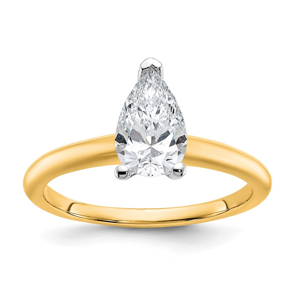 14ktt 1ct Cert Lab Grown Diamond VS+ F+ Pear Solitaire Comp Eng Ring
