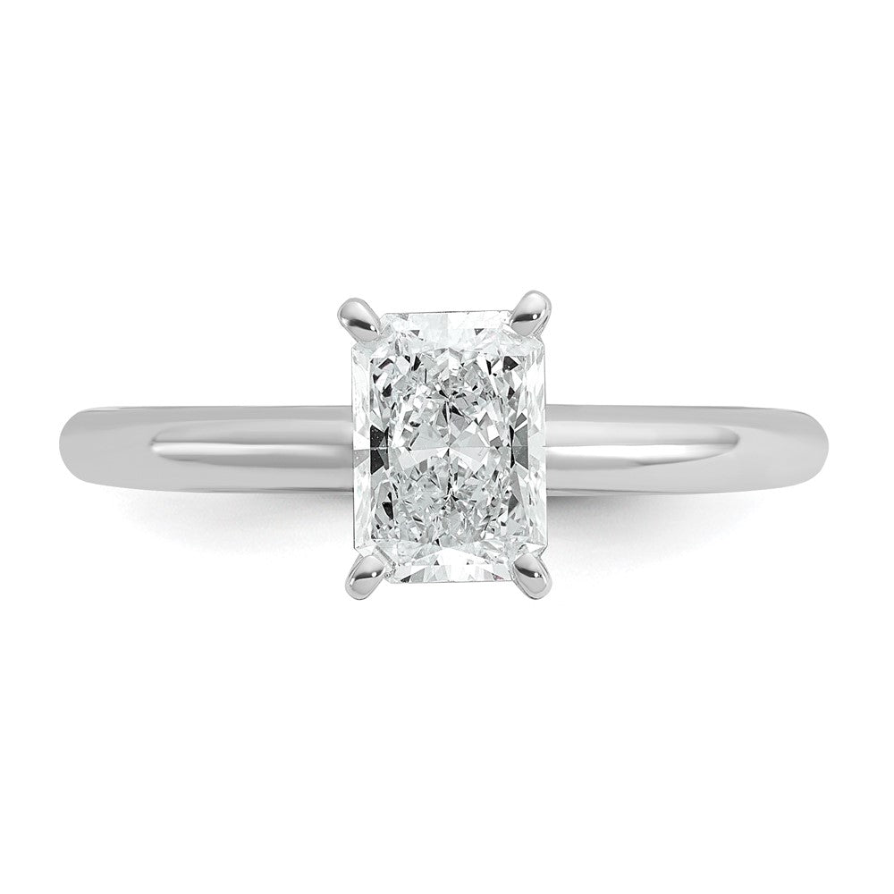 14kw 1ct Lab Grown Diamond VS/SI+ G+ Radiant Solitaire Comp Eng Ring