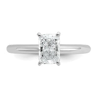14kw 1ct Lab Grown Diamond VS/SI+ G+ Radiant Solitaire Comp Eng Ring