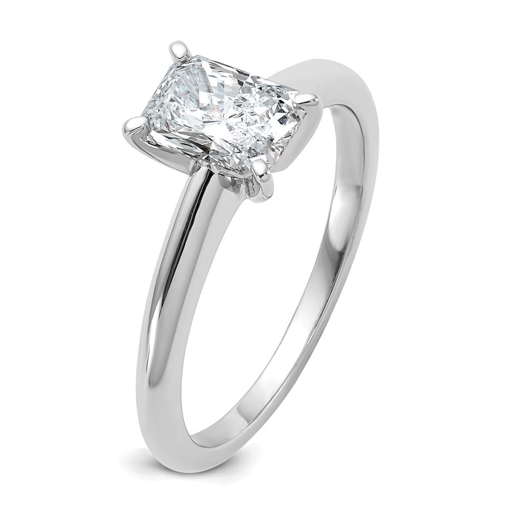 14kw 1ct Lab Grown Diamond VS/SI+ G+ Radiant Solitaire Comp Eng Ring