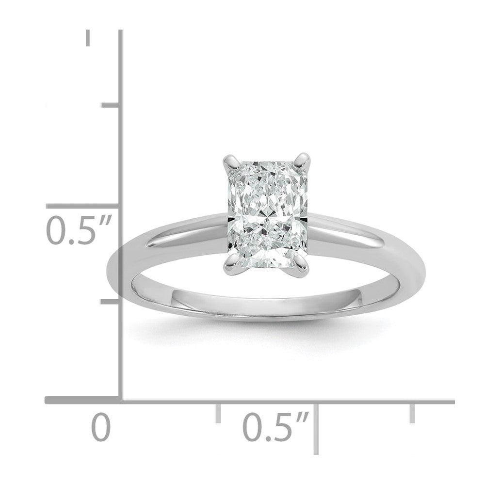 14kw 1ct Lab Grown Diamond VS/SI+ G+ Radiant Solitaire Comp Eng Ring