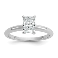 14kw 1ct Cert Lab Grown Diamond VS+ F+ Radiant Solitaire Comp Eng Ring