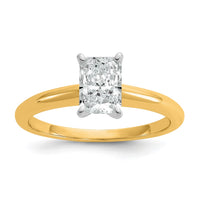 14ktt 1ct Lab Grown Diamond VS+ F+ Radiant Solitaire Comp Eng Ring