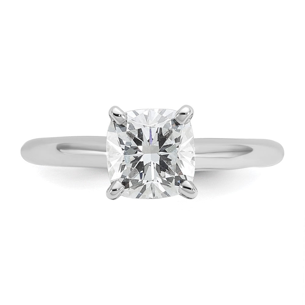 14kw 1 1/4ct Lab Grown Diamond VS+ F+ Cushion Comp Solitaire Eng Ring