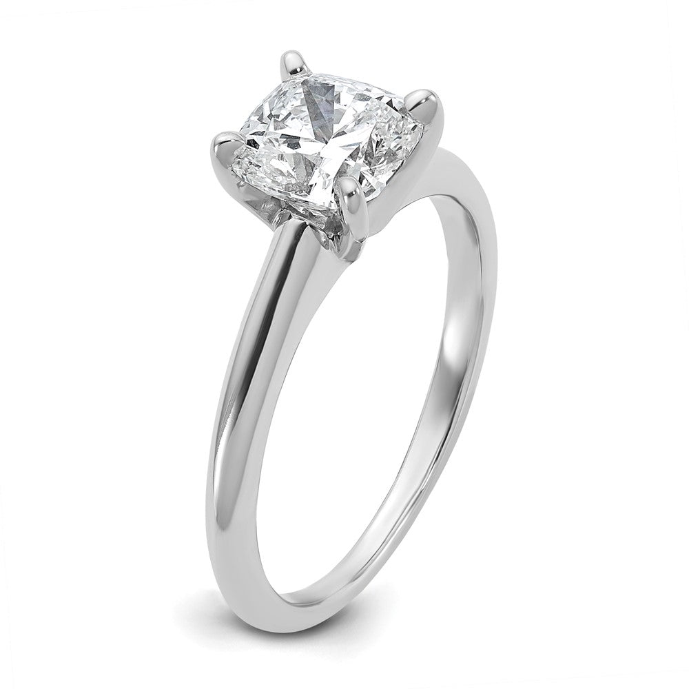 14kw 1 1/4ct Lab Grown Diamond VS/SI+ G+ Cushion Comp Solitaire Eng Ring
