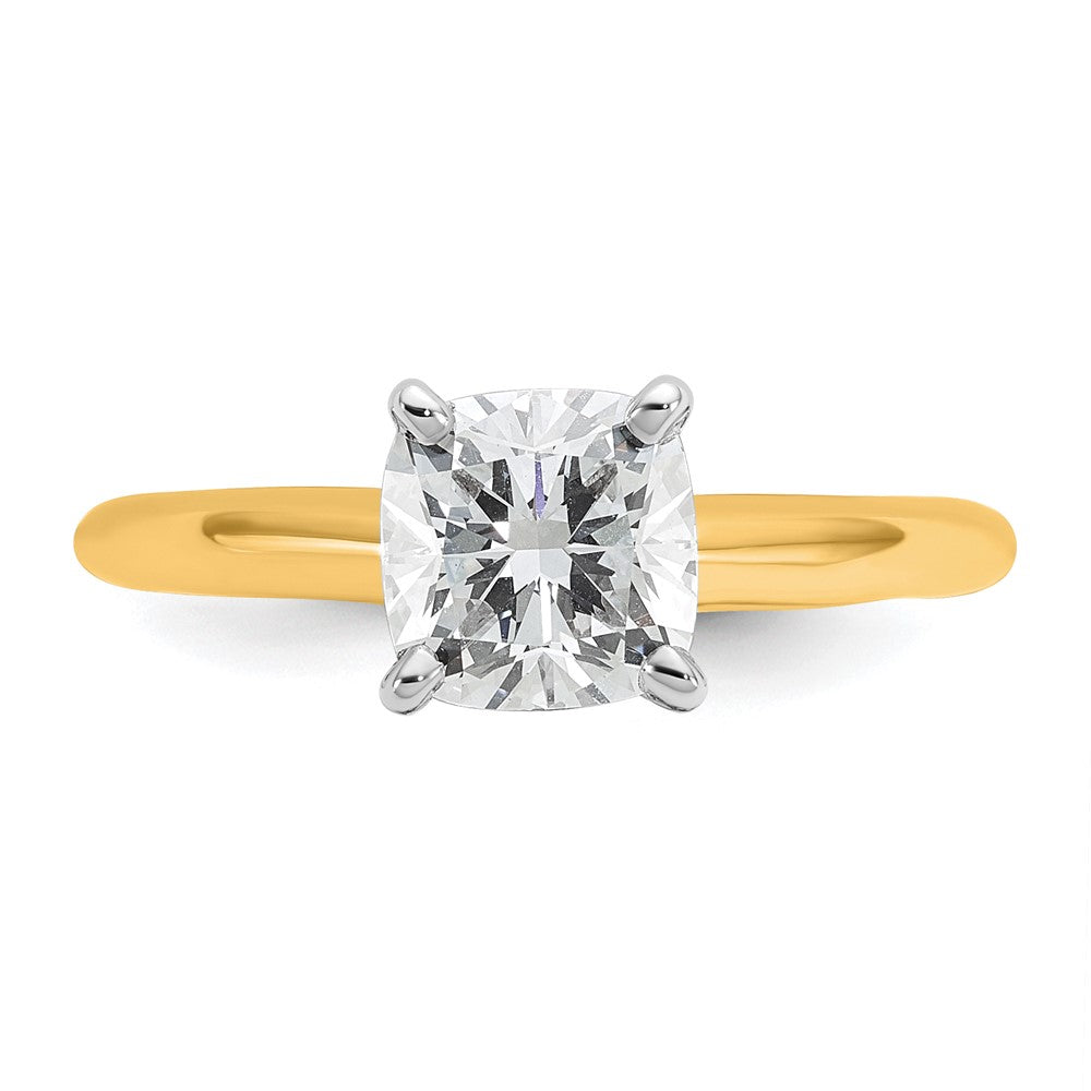 14ktt 1 1/4ct Cert Lab Grown Diamond VS+ F+ Cushion Comp Solitaire Eng Ring