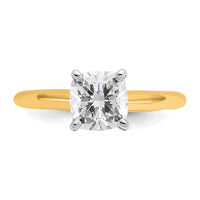 14ktt 1 1/4ct Cert Lab Grown Diamond VS+ F+ Cushion Comp Solitaire Eng Ring