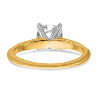 14ktt 1 1/2ct Cert Lab Grown Dia VS/SI+ G+ Cushion Comp Solitaire Eng Ring
