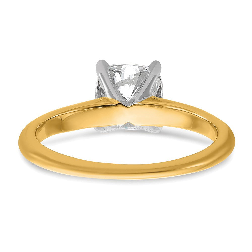 14ktt 1 1/4ct Cert Lab Grown Diamond VS+ F+ Cushion Comp Solitaire Eng Ring