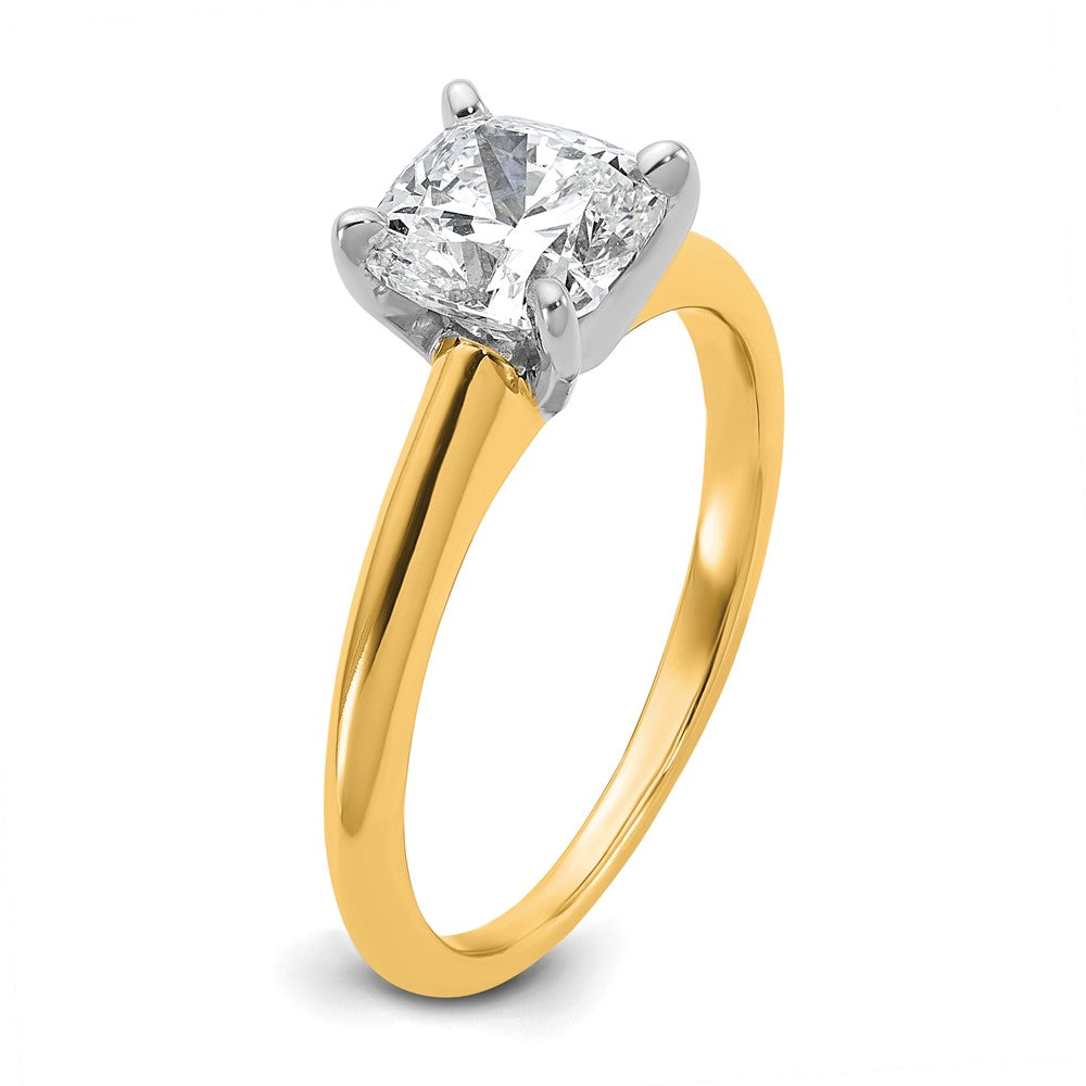 14ktt 1 1/4ct Cert Lab Grown Diamond VS+ F+ Cushion Comp Solitaire Eng Ring
