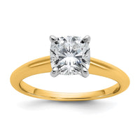 14ktt 1 1/4ct Cert Lab Grown Diamond VS+ F+ Cushion Comp Solitaire Eng Ring