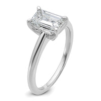 14kw 1 1/2ct Lab Grown Diamond VS+ F+ Emerald Solitaire Comp Eng Ring