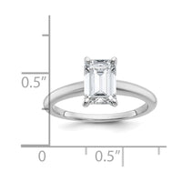 14kw 1 1/4ct Cert Lab Grown Dia VS/SI+ G+ Emerald Solitaire Comp Eng Ring