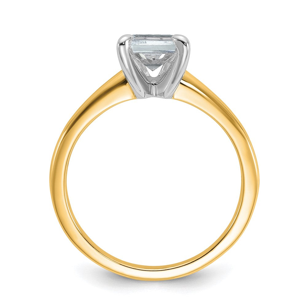 14ktt 1 1/2ct Lab Grown Diamond VS+ F+ Emerald Solitaire Comp Eng Ring