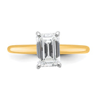 14ktt 1 1/2ct Lab Grown Diamond VS+ F+ Emerald Solitaire Comp Eng Ring