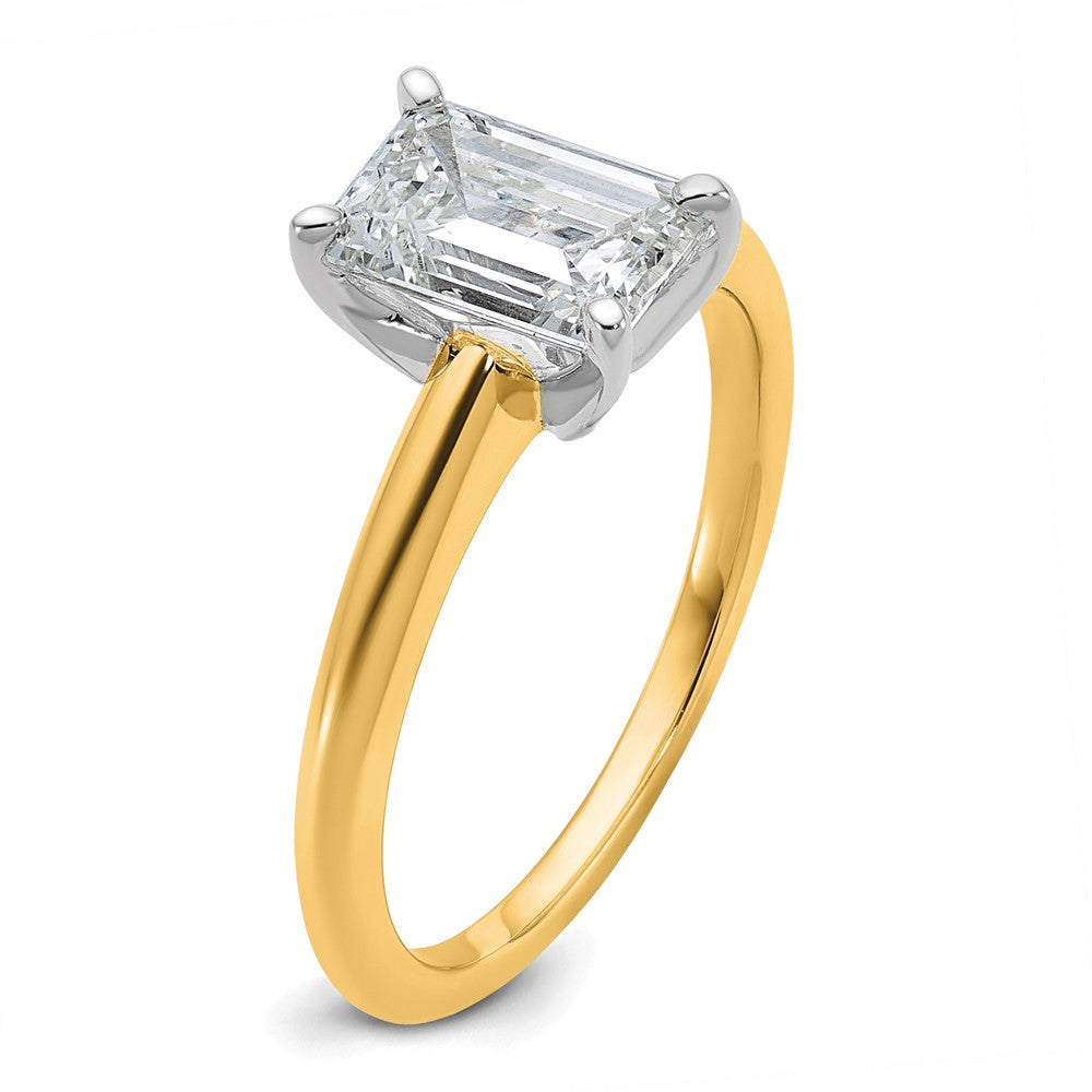 14ktt 1 1/4ct Cert Lab Grown Dia VS/SI+ G+ Emerald Solitaire Comp Eng Ring