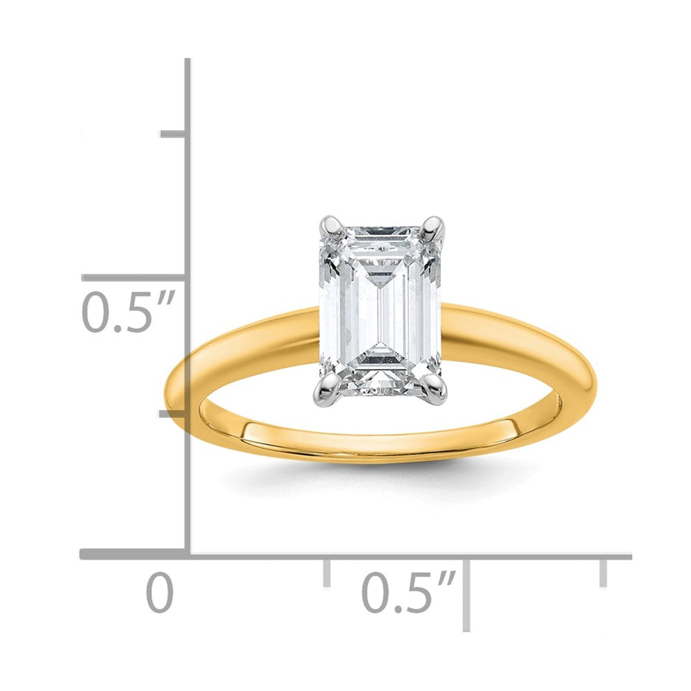 14ktt 1 1/4ct Cert Lab Grown Dia VS/SI+ G+ Emerald Solitaire Comp Eng Ring