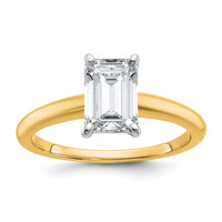 14ktt 1 1/4ct Cert Lab Grown Diamond VS+ F+ Emerald Solitaire Comp Eng Ring