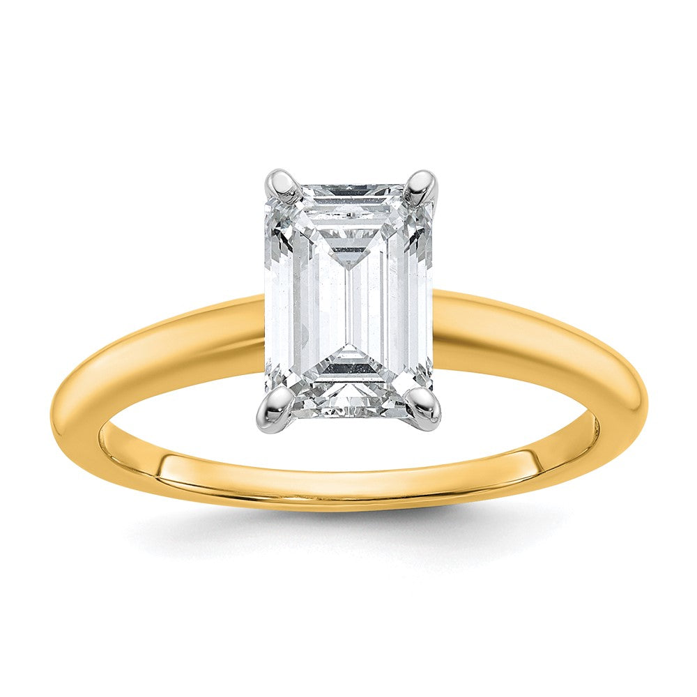 14ktt 1 1/4ct Cert Lab Grown Dia VS/SI+ G+ Emerald Solitaire Comp Eng Ring