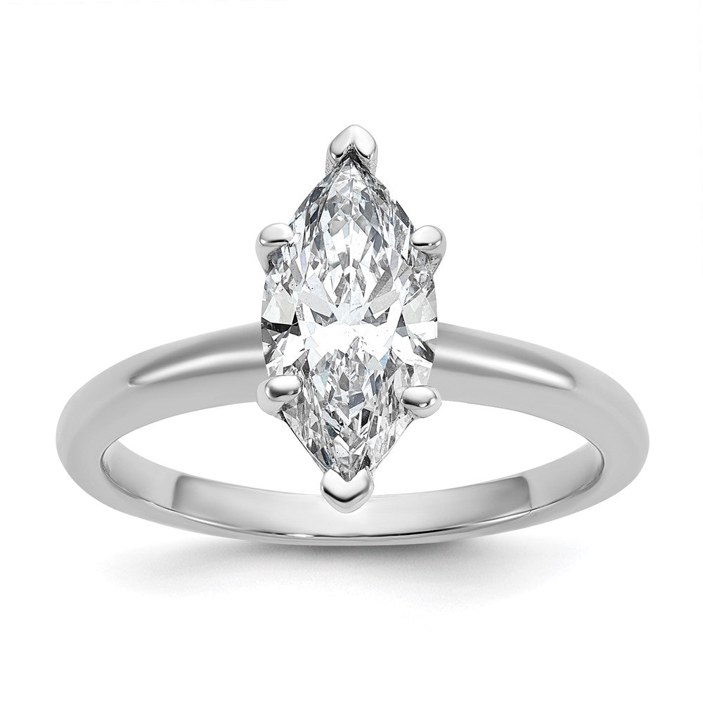 14kw 1 1/2ct Lab Grown Diamond VS/SI+ G+ Marquise Solitaire Comp Eng Ring