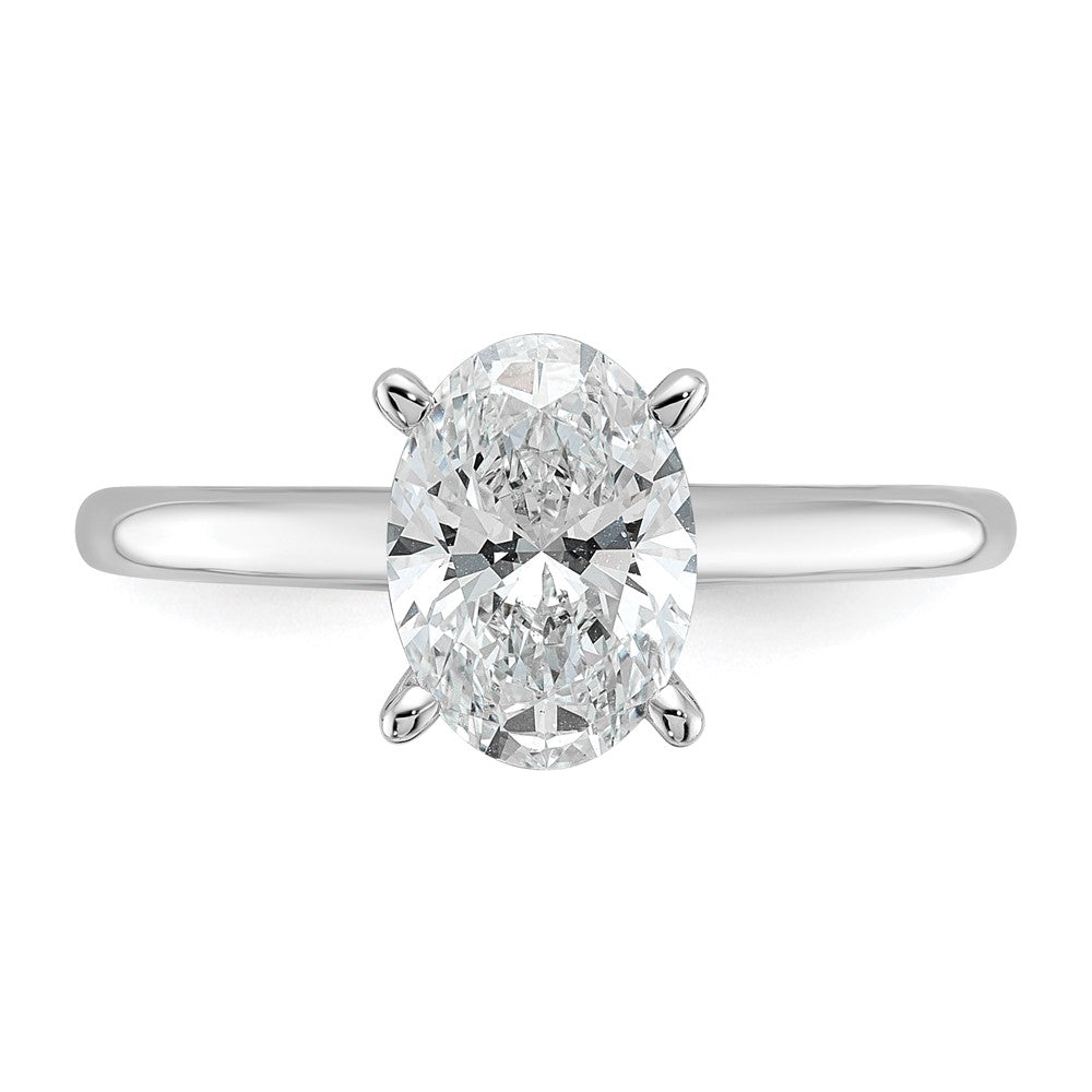14kw 1 1/2ct Cert Lab Grown Diamond VS/SI+ G+ Oval Comp Solitaire Eng Ring