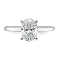 14kw 1 1/2ct Cert Lab Grown Diamond VS/SI+ G+ Oval Comp Solitaire Eng Ring