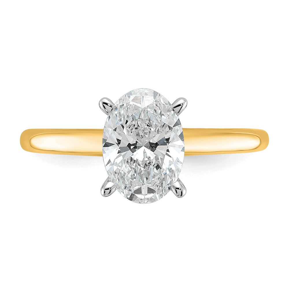 14ktt 1 1/2ct Cert Lab Grown Diamond VS/SI+ G+ Oval Comp Solitaire Eng Ring