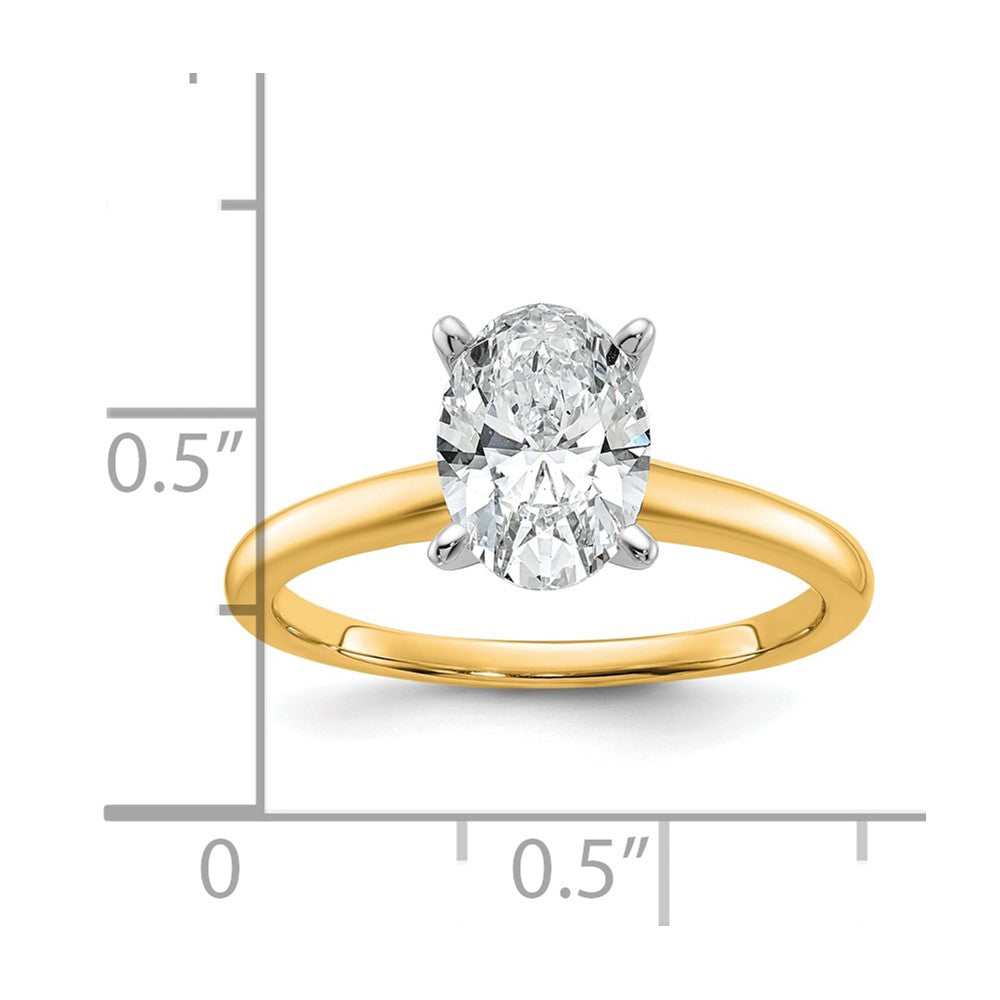 14ktt 1 1/2ct Lab Grown Diamond VS+ F+ Oval Comp Solitaire Eng Ring