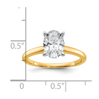 14ktt 1 1/2ct Lab Grown Diamond VS+ F+ Oval Comp Solitaire Eng Ring