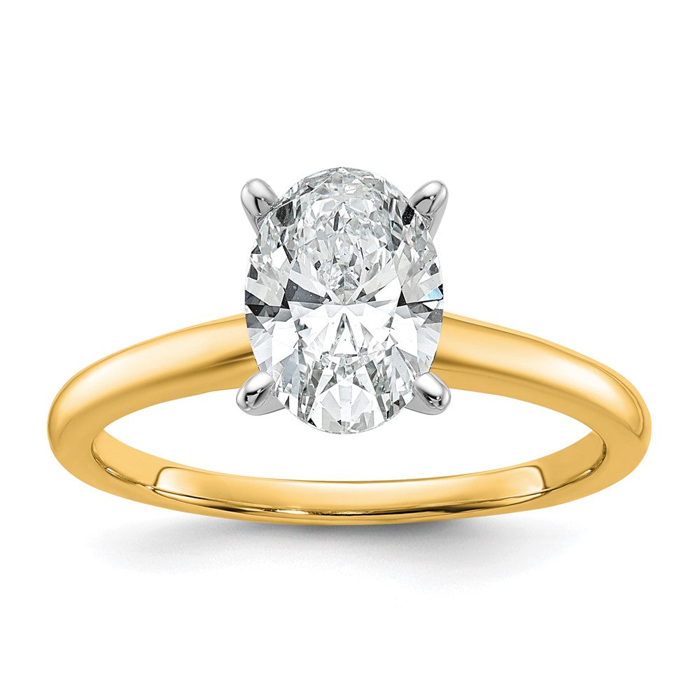 14ktt 1 1/2ct Cert Lab Grown Diamond VS/SI+ G+ Oval Comp Solitaire Eng Ring