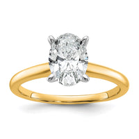 14ktt 1 1/2ct Cert Lab Grown Diamond VS/SI+ G+ Oval Comp Solitaire Eng Ring