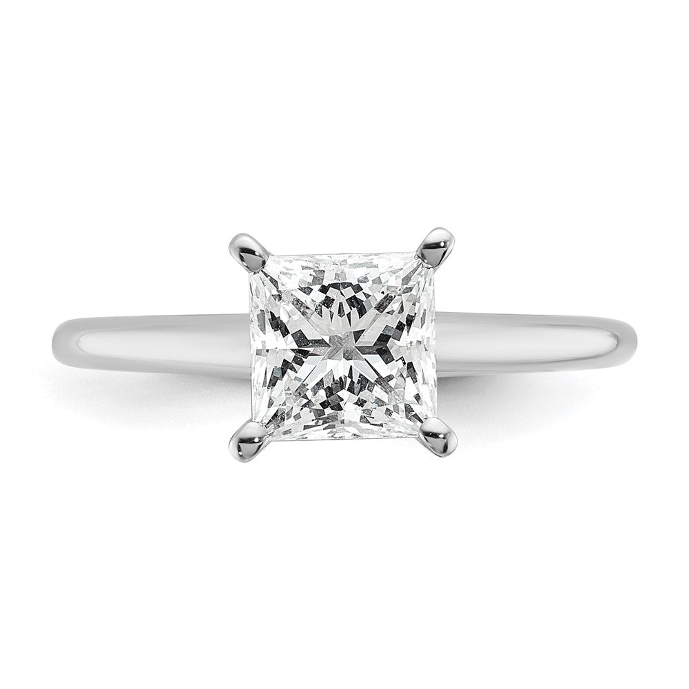 14kw 1 1/2ct Cert Lab Grown Diamond VS+ F+ Princess Comp Solitaire Eng Ring