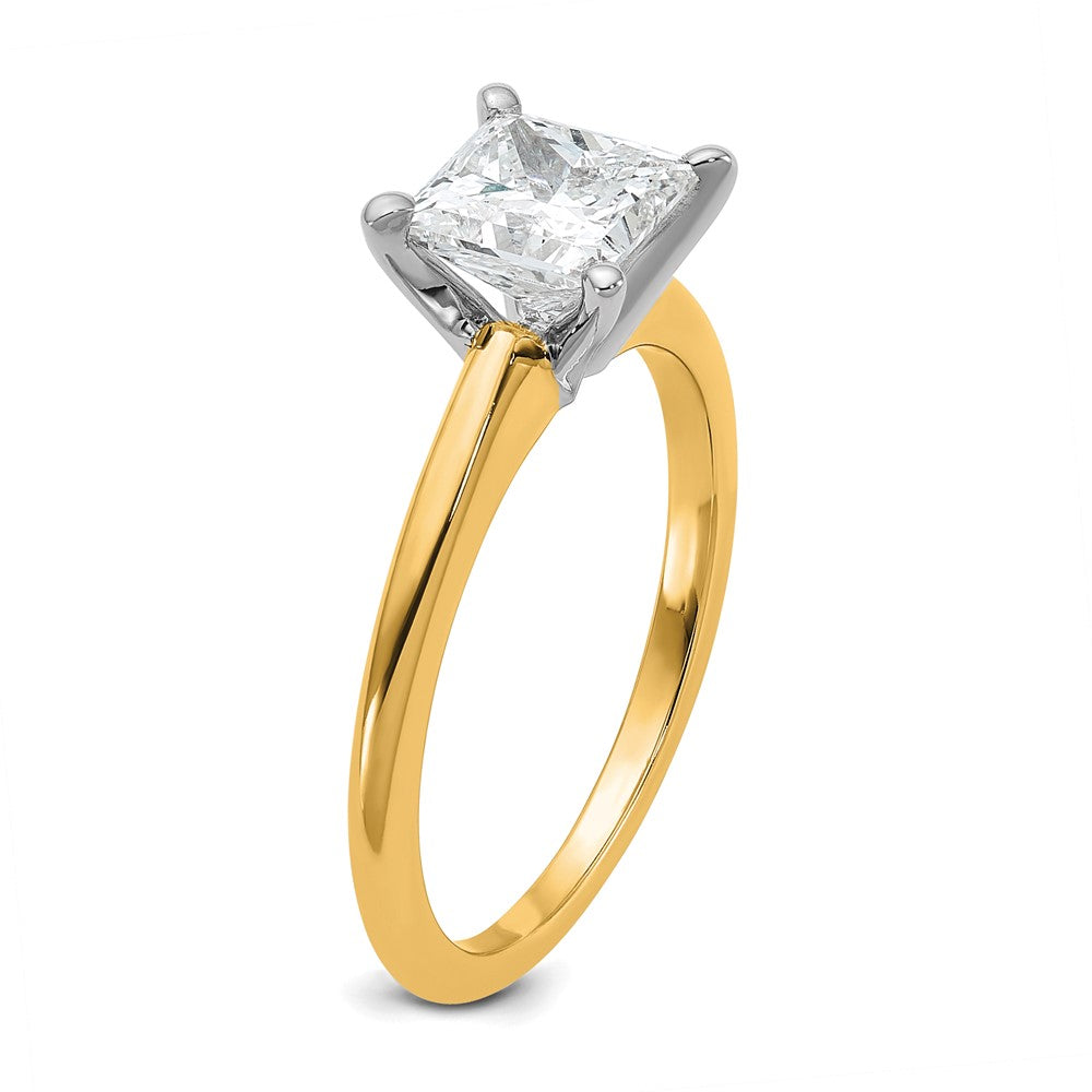 14ktt 1 1/4ct Cert Lab Grown Dia VS+ F+ Princess Comp Solitaire Eng Ring