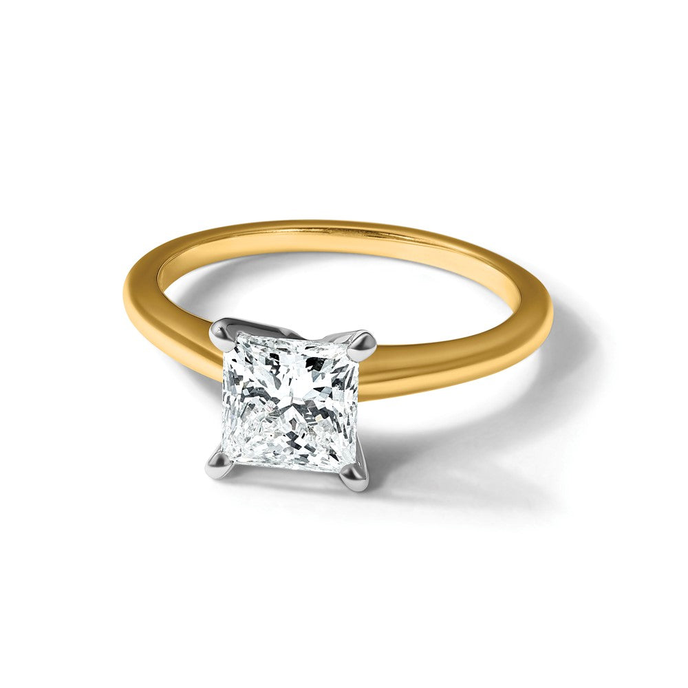 14ktt 1 1/2ct Lab Grown Diamond VS+ F+ Princess Comp Solitaire Eng Ring