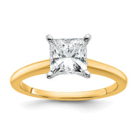 14ktt 1 1/2ct Lab Grown Diamond VS+ F+ Princess Comp Solitaire Eng Ring