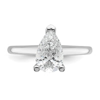 14kw 1 1/2ct Lab Grown Diamond VS/SI+ G+ Pear Solitaire Comp Eng Ring
