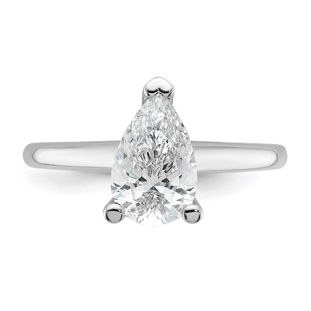 14kw 1 1/4ct Lab Grown Diamond VS+ F+ Pear Solitaire Comp Eng Ring