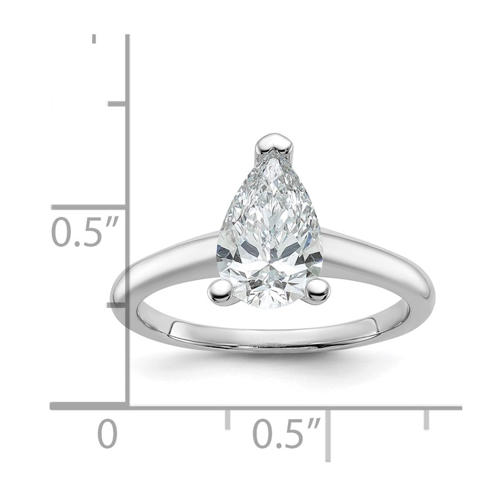 14kw 1 1/2ct Cert Lab Grown Diamond VS+ F+ Pear Solitaire Comp Eng Ring