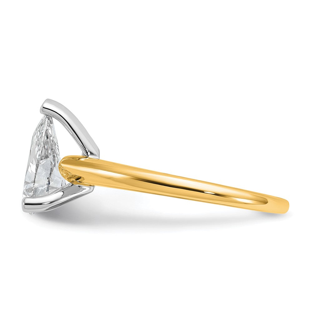 14ktt 1 1/4ct Cert Lab Grown Diamond VS+ F+ Pear Solitaire Comp Eng Ring