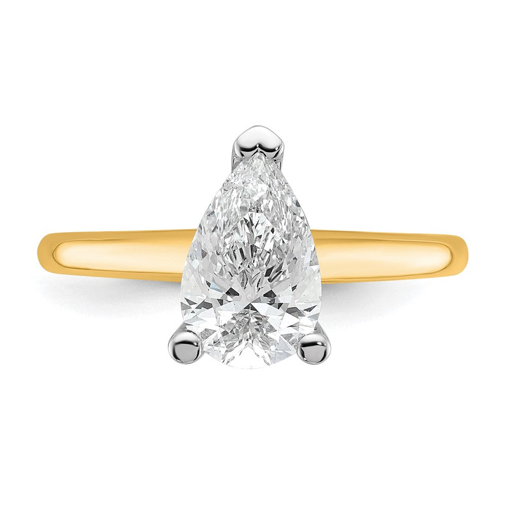14ktt 1 1/4ct Lab Grown Diamond VS/SI+ G+ Pear Solitaire Comp Eng Ring