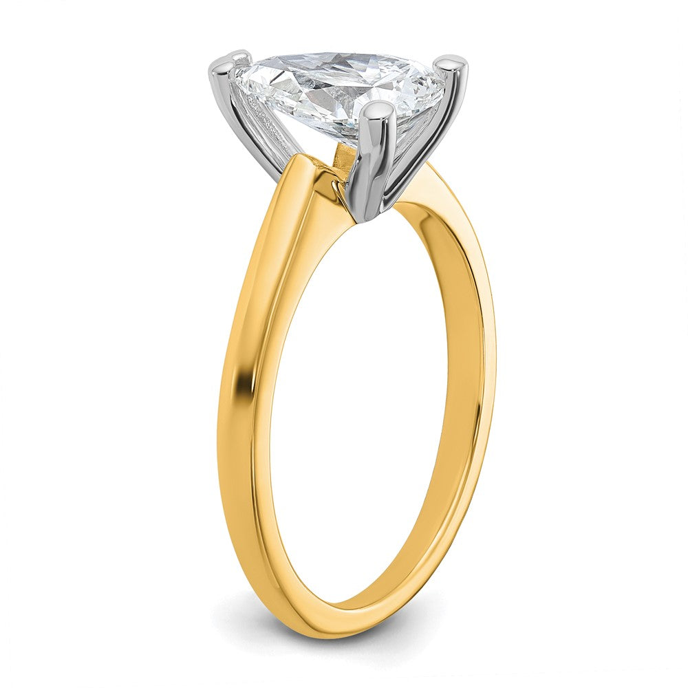 14ktt 1 1/2ct Cert Lab Grown Diamond VS+ F+ Pear Solitaire Comp Eng Ring