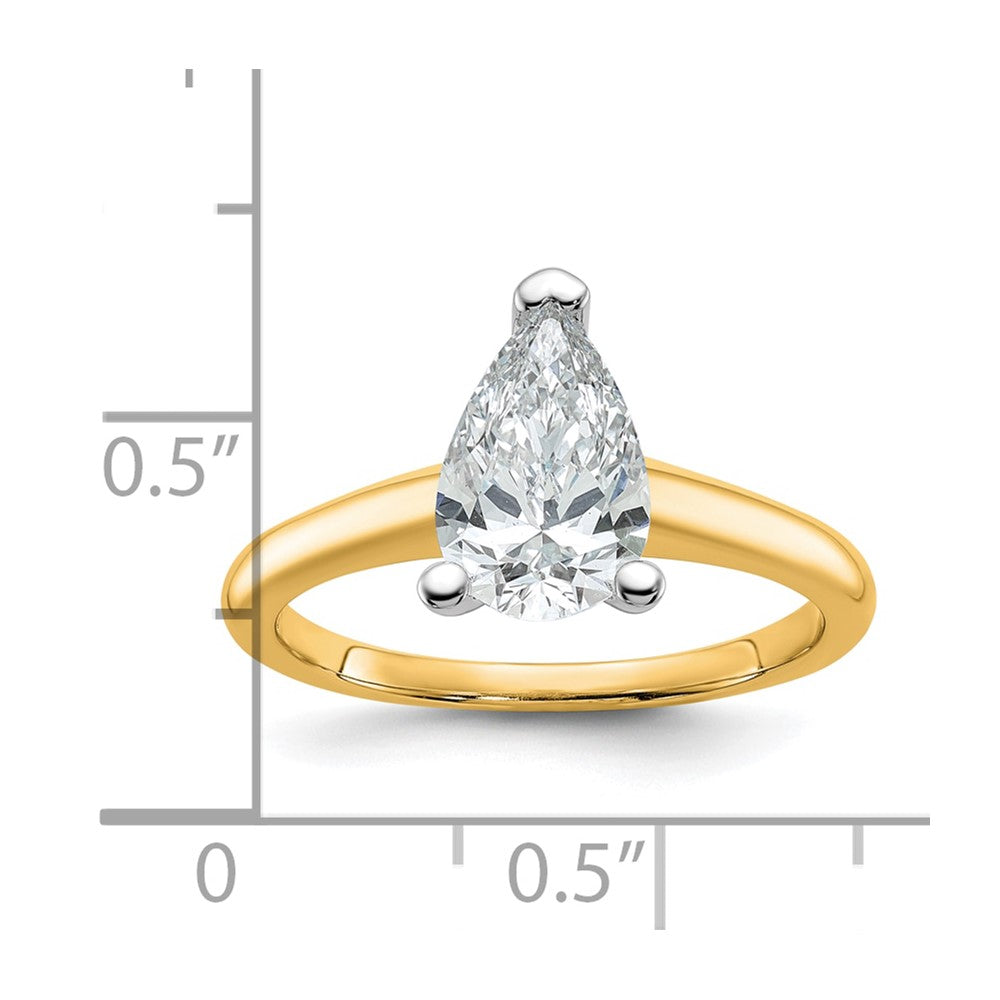 14ktt 1 1/2ct Lab Grown Diamond VS+ F+ Pear Solitaire Comp Eng Ring