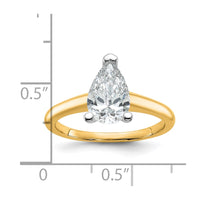 14ktt 1 1/2ct Cert Lab Grown Diamond VS+ F+ Pear Solitaire Comp Eng Ring