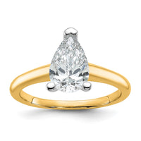 14ktt 1 1/4ct Lab Grown Diamond VS/SI+ G+ Pear Solitaire Comp Eng Ring