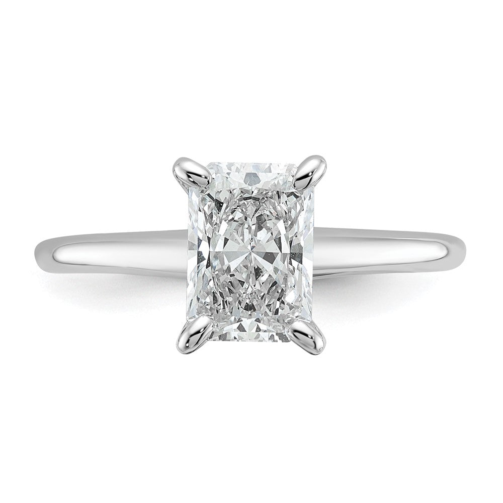 14kw 1 1/4ct Lab Grown Diamond VS/SI+ G+ Radiant Solitaire Comp Eng Ring