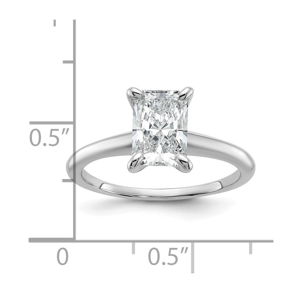 14kw 1 1/4ct Lab Grown Diamond VS/SI+ G+ Radiant Solitaire Comp Eng Ring