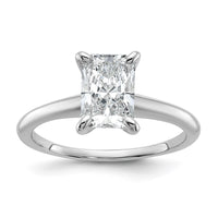 14kw 1 1/4ct Cert Lab Grown Dia VS/SI+ G+ Radiant Solitaire Comp Eng Ring