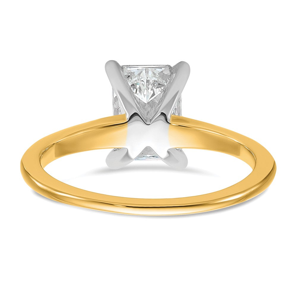 14ktt 1 1/2ct Cert Lab Grown Dia VS/SI+ G+ Radiant Solitaire Comp Eng Ring