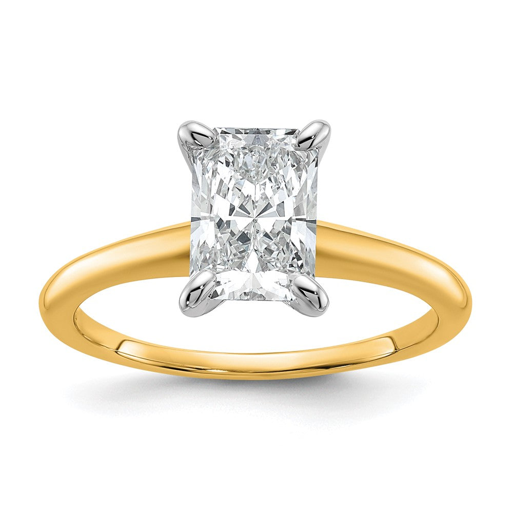 14ktt 1 1/2ct Lab Grown Diamond VS+ F+ Radiant Solitaire Comp Eng Ring